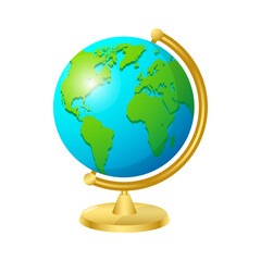 Gold Earth globe on stand world school globe vector