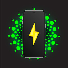 Wireless charging of the smartphone battery. Future concept vector