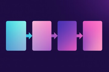 Fototapeta premium Abstract digital workflow composition with gradient rectangles seamlessly transitioning in a modern design space conveying innovation and fluidity