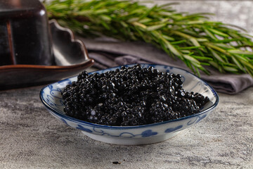 Luxury expensive Black caviar roe
