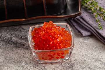 Luxury salmon red caviar roe