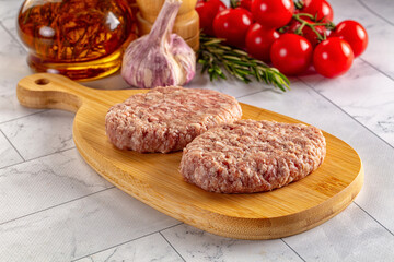 Raw minced meat cutlet for cooking