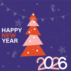 Merry Christmas And Happy New Year Card Vector Design.