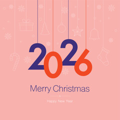 Merry Christmas And Happy New Year Card Vector Design.