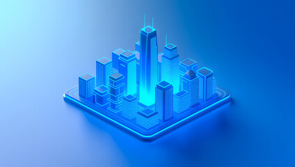 Fototapeta premium Blue Futuristic City Tech Poster Design