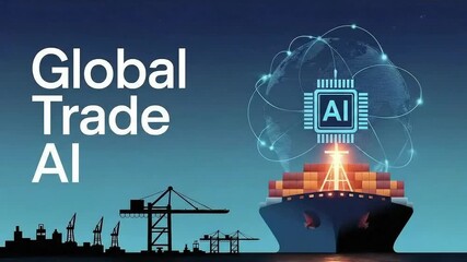 Global Trade AI: A visionary representation of global trade interconnected with artificial intelligence, symbolizing technological advancement and international commerce. - Powered by Adobe