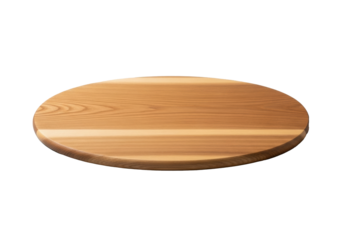 An oval wooden serving board, light brown with natural grain and polished texture, presented on a seamless transparent studio background with even lighting, clean product photography concept