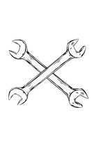 Get the Job Done with Crossed Wrenches Hand Drawn Style for Auto Repair, Construction, Plumbing, and DIY Projects, Perfect for Logos and Branding