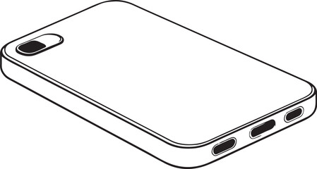 Smartphone Hand-drawn Sketch Drawing Vector Illustration, Line Linear Symbol Engraving Coloring Book, Black and White Isolated