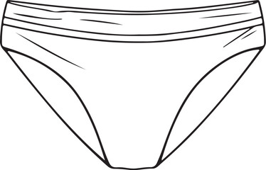 Panties Underwear Swimwear Bikini Bottom Hand-drawn Sketch Drawing Vector Illustration, Line Linear Symbol Engraving Coloring Book, Black and White Isolated