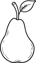 Pear Fruit Hand-drawn Sketch Drawing Vector Illustration, Line Linear Symbol Engraving Coloring Book, Black and White Isolated