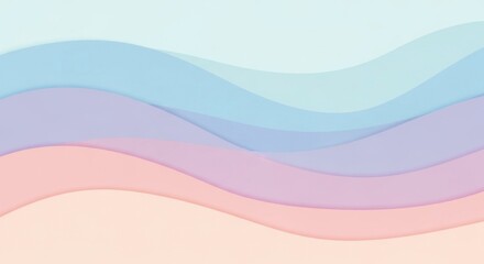 Abstract pastel wave pattern with smooth flowing curves in soft colors for modern design background