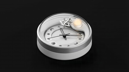 Modern celestial clock with moon and stars design on a dark background showcasing timekeeping and astronomical themes in a contemporary style for home decor and design concepts