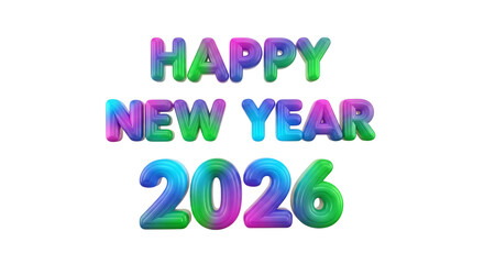 Happy new year 2026. png image. Colorful 3d text happy new year 2026 celebration isolated on transparent background.