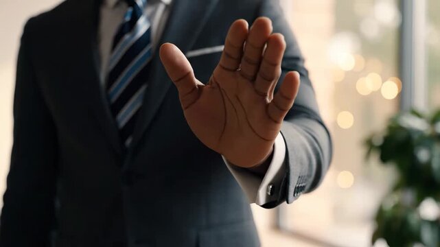 Stop Gesture: Business Professional Asserting Boundaries
