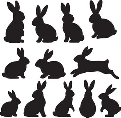 Obraz premium Full Set of Rabbit and Bunny Silhouettes - Easter and Nature Vector Icons