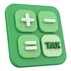 Obraz premium 3D Tax Icon Illustration with Calculator and Finance Elements.