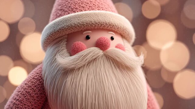 Santa for kids storybook, christmas, cute santa with a big fluffy beard and rosy cheeks, simplified kid-friendly shapes, magical soft lighting