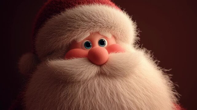 Santa for kids storybook, christmas, cute santa with a big fluffy beard and rosy cheeks, simplified kid-friendly shapes, magical soft lighting
