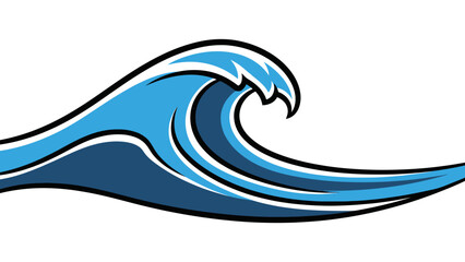 A stylized illustration of a cresting ocean wave, showing detailed blue gradients.