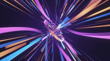Abstract futuristic ring and ribbon flowing energy streams motion background - Powered by Adobe