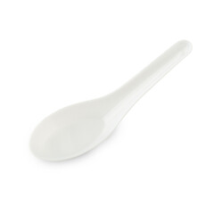 White Ceramic Spoon Isolated on White Background.