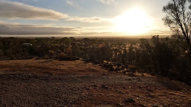 Whites Knob Scenic Lookout, Tranquil South Australian Outback Landscape at Sunset from Kimba's High Point