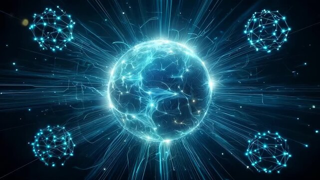 Experience the Power of Data Connection in this Abstract Network Visualization, a dynamic display of interconnectedness and digital innovation for your next tech-forward project