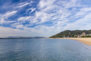 神戸市須磨区・須磨海浜公園の朝の風景