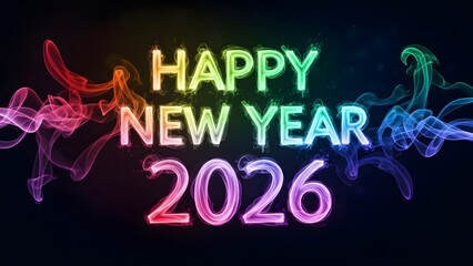 Happy new year 2026 celebration with colorful smoke effect