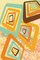 unique retro square flower grunge element decorative background