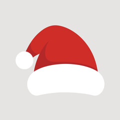 Flat design red Santa hat with shadow &ndash; Minimalist Christmas vector icon.