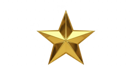 Golden star isolated on transparent background