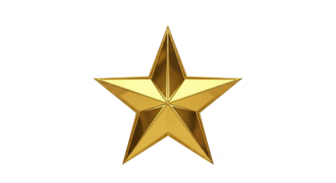 Golden star isolated on transparent background