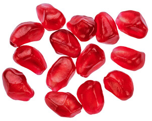 Pomegranate seeds isolated on a white background. Clipping path.