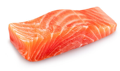 Fresh salmon fillet or cut of salmon isolated on white background. File contains clipping path.