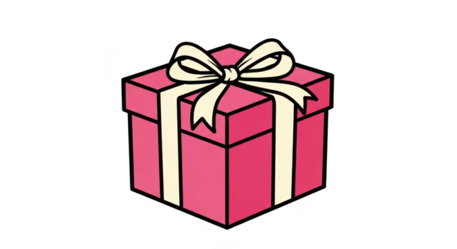 Pink gift box with bow isolated on transparent background
