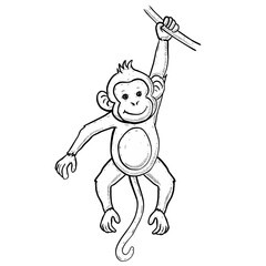 Sketch cute hanging monkey