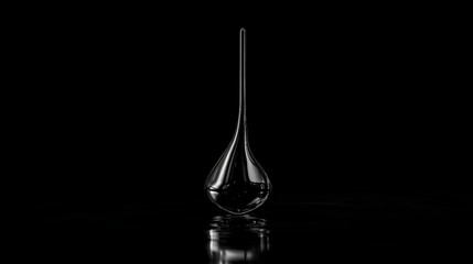 A sleek black vase with a long neck, illuminated against a dark background, showcasing elegant design and reflections, perfect for modern decor.
