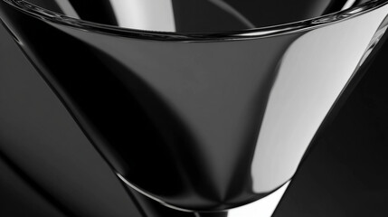 Close-up of a sleek black martini glass showcasing its elegant design against a dark background. Perfect for cocktail or bar-related themes.