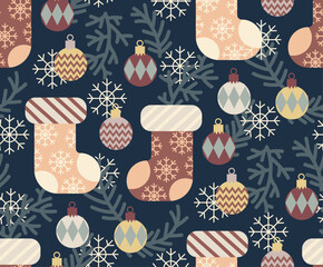 Christmas festive seamless vector pattern