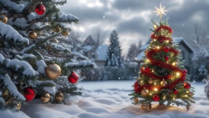 christmas tree in the snow