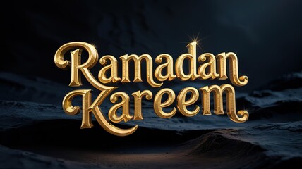 Golden Ramadan Kareem shimmers on a textured, dark background, conveying elegance and festive spirit