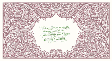 a drawing of a decorative design with scrolls and scrolls, baroque frame border