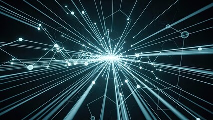 Dynamic networking hub connecting global data streams, modern tech background, futuristic communication network concept, digital connection beams radiating outward