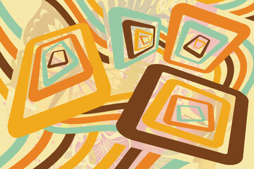 unique retro square flower grunge element decorative background