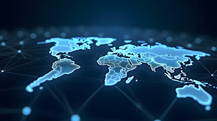Digital World Map with Network Connections Emphasizing Global Connectivity Data Transfer and Interconnected Systems for Technology and Business