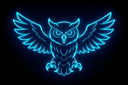 eagle with wings with neon light
