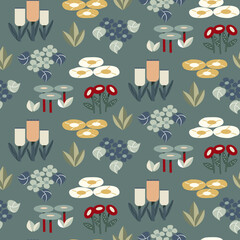 Floral modern seamless vector green pattern
