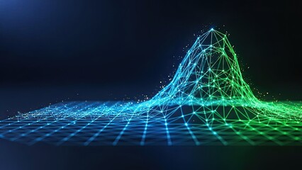 Dynamic glowing network visualizes complex data analytics and insights with a modern, technological feel, perfect for business, technology and science projects